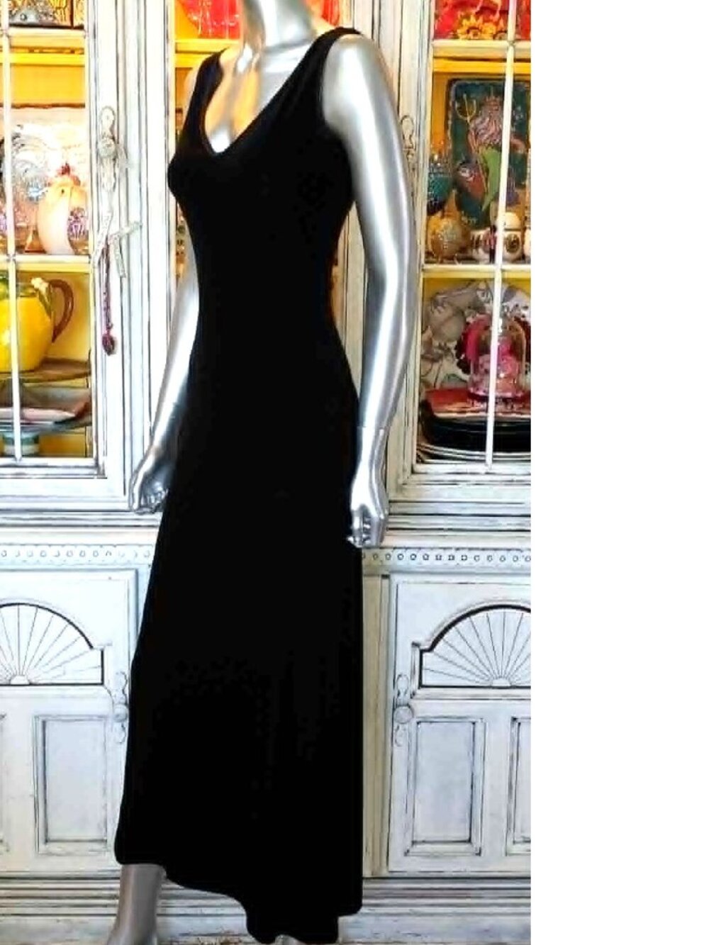 Vintage Betsey Johnson Slip Dress Evening 90s Black Velvet Backless Rose Floral - Picture 5 of 16